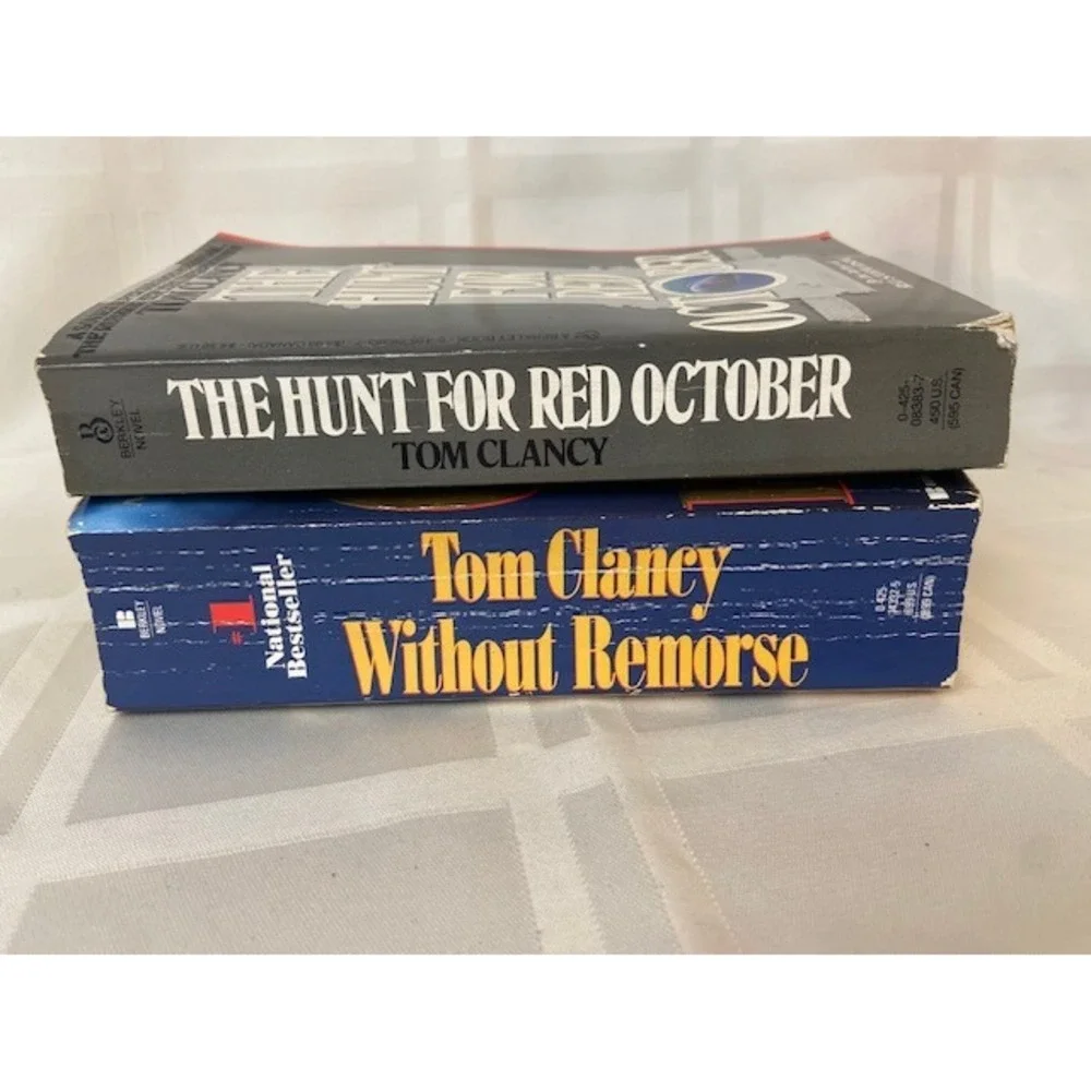 Tom Clancy The Hunt for Red October & Without Remorse Paperback Book Lot Vintage